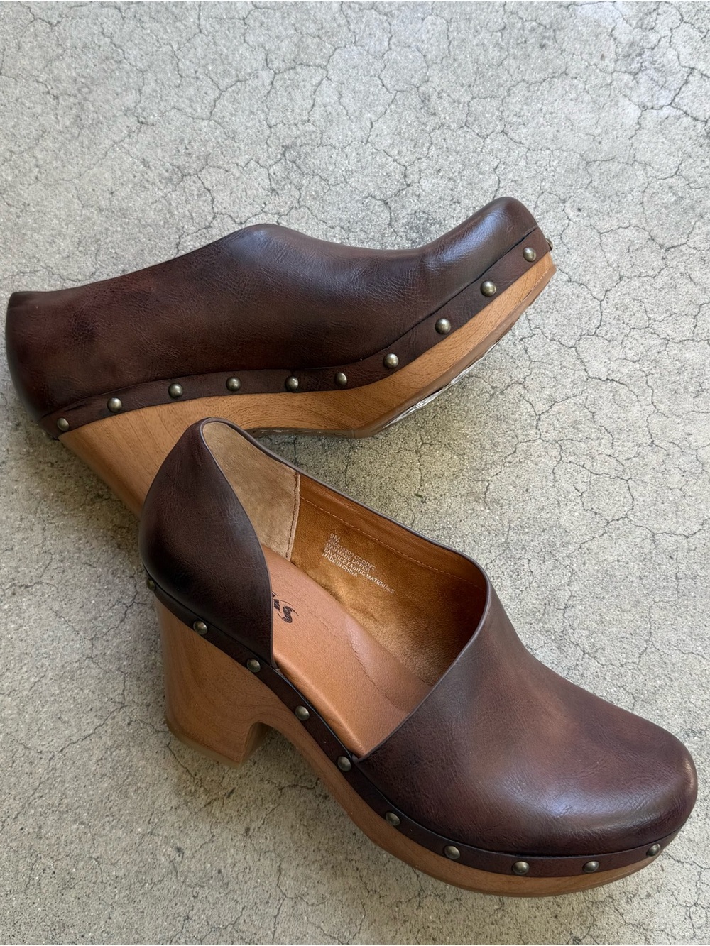 Korks Arielle D'orsay clog booties chunky wood sole studded detailing size 9 - Picture 10 of 11